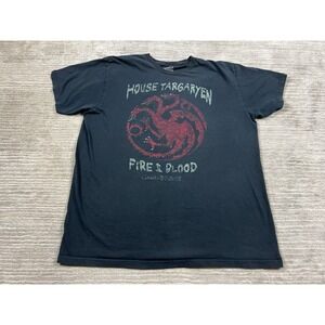 Game of Thrones House Targaryen Shirt 2XL Black 100% Cotton Fire & Blood